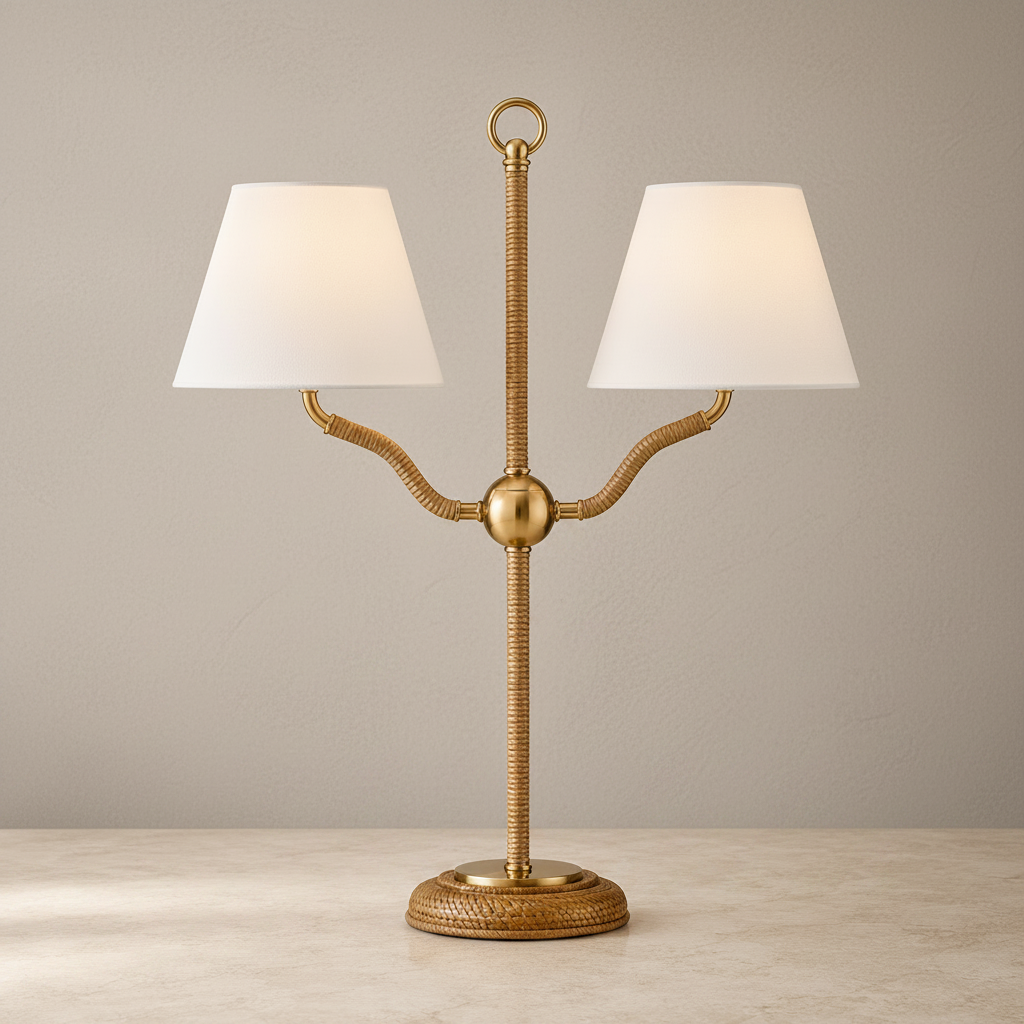 Currey and Company Sirocco desk lamp shown from the front on white