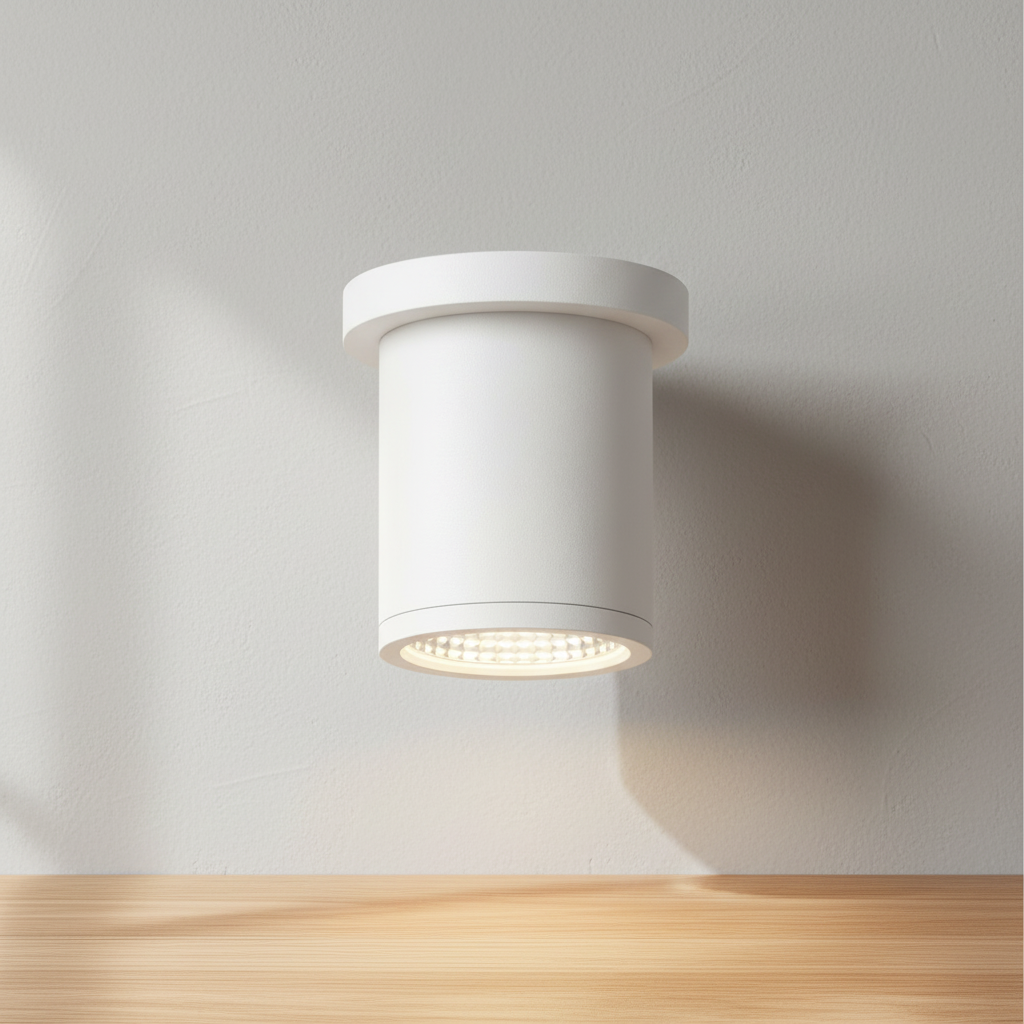 Kuzco Nordic 4-inch 10W outdoor LED cylinder in white, side view