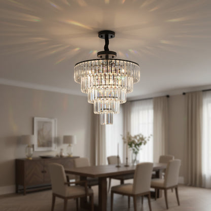 Large Black Crystal Chandelier for Dining Room Ceiling