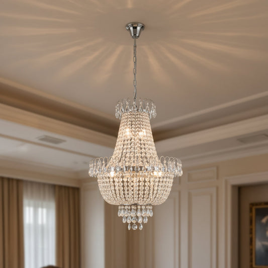 Large Gold Crystal Chandelier for Living Room Ceiling