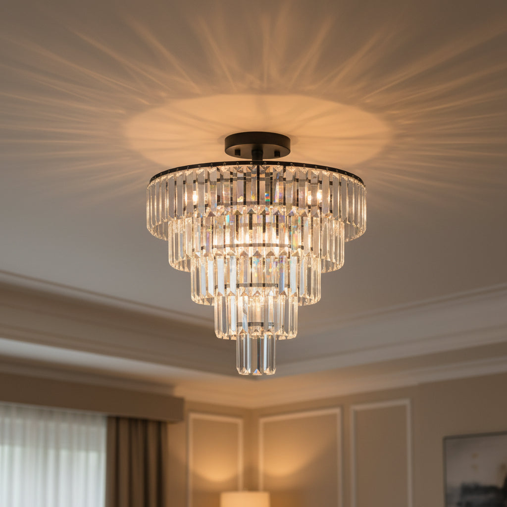 Modern Black Crystal Ceiling Light Fixture