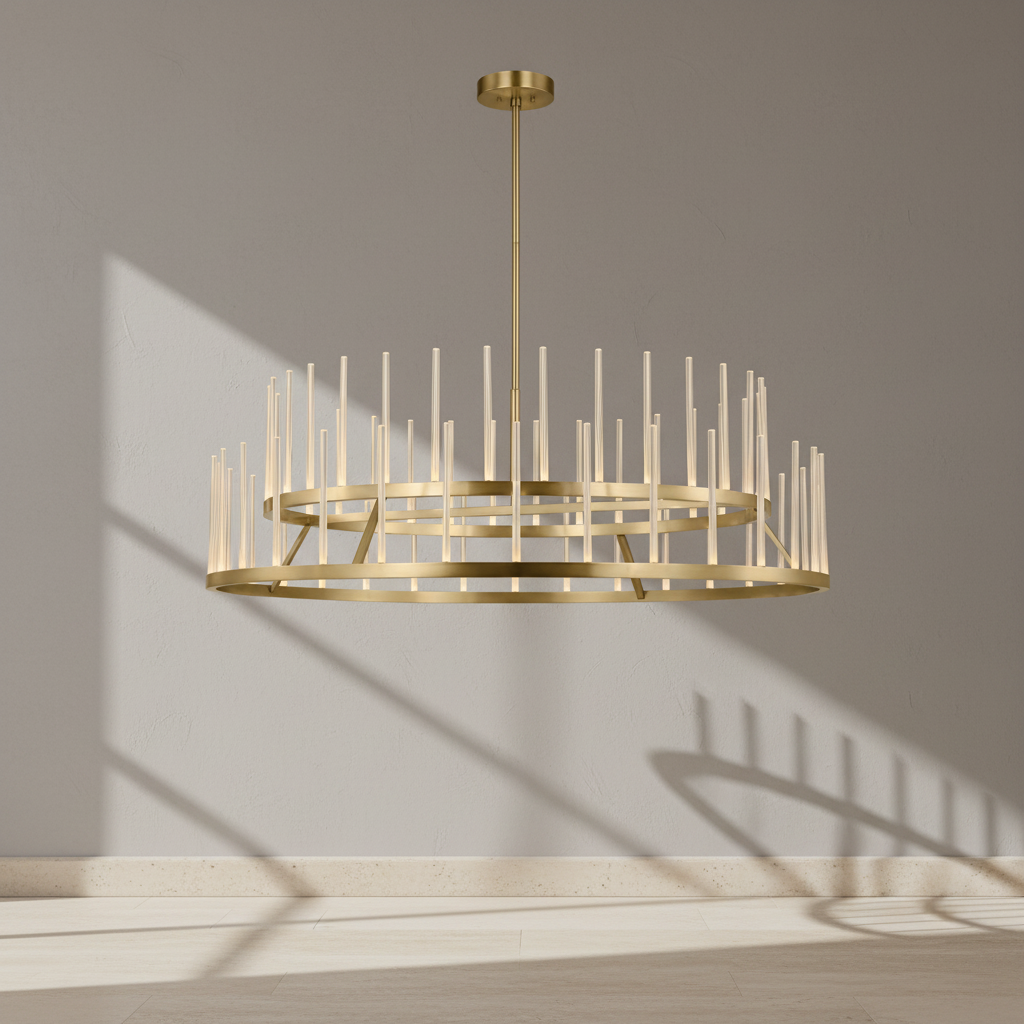 Sagrada 60-inch two-tier LED chandelier shown from the front